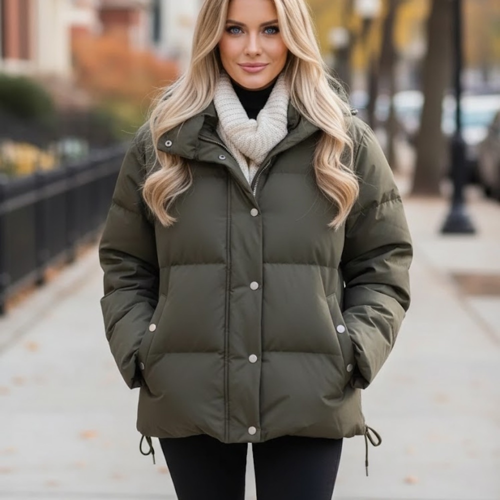 NWT Women's Rag & Bone Leonard Down Fill Puffer Jacket in Army Green Size MEDIUM - Picture 3 of 10